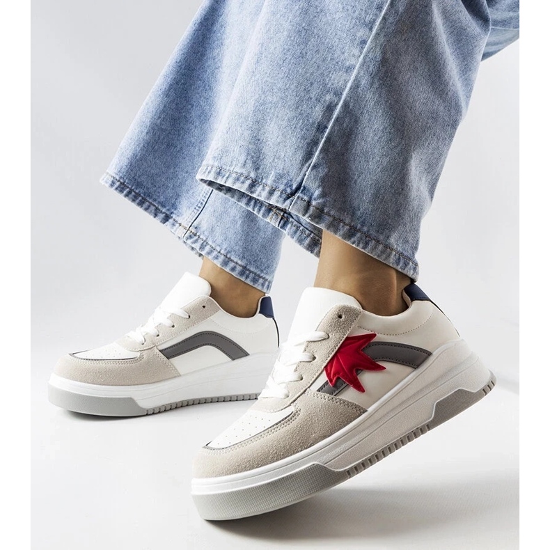 D/GMR White sneakers with eco suede insert from Kollins 2