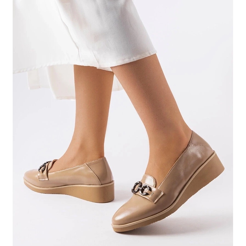 D/GMR Beige lacquered wedge loafers from Erin 2