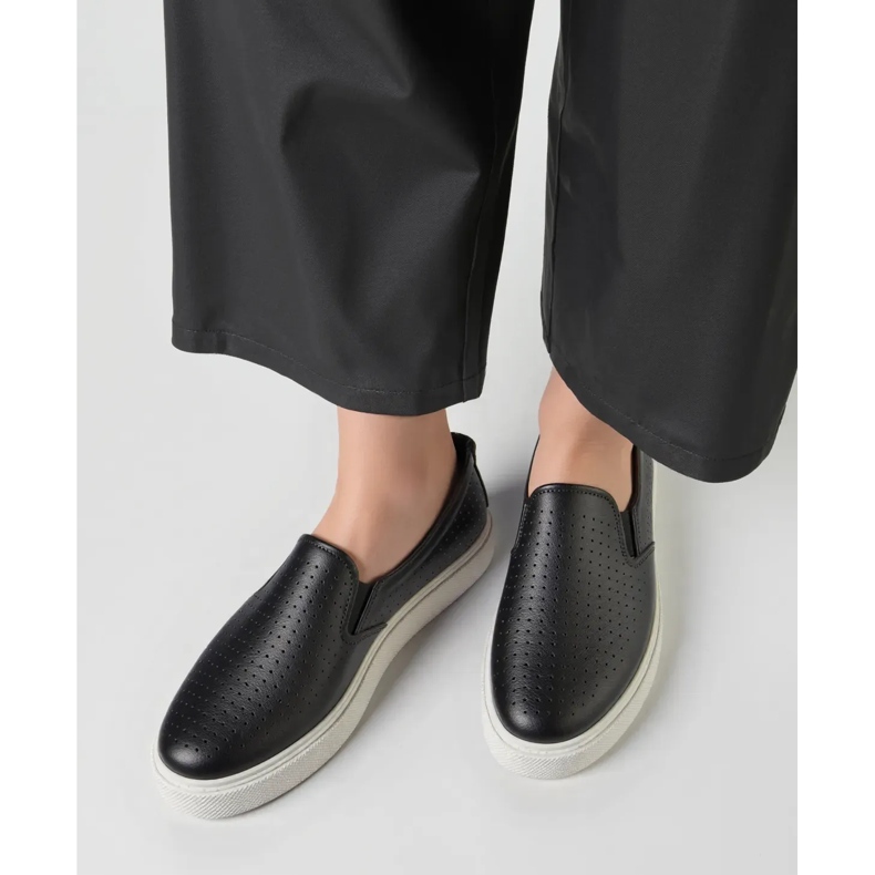 Towns Black openwork slip-on sneakers 1