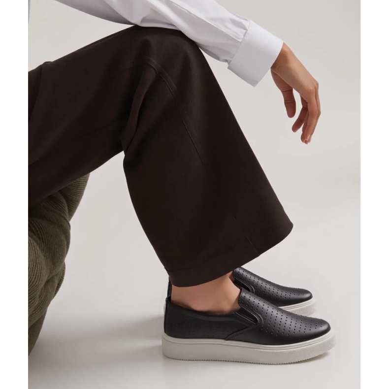 Towns Black openwork slip-on sneakers 2