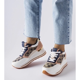 D/GMR White and pink Rouxi wedge sneakers 1