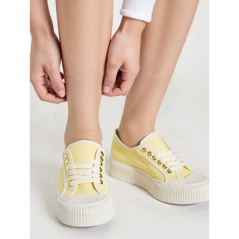 Yellow women's platform sneakers 2