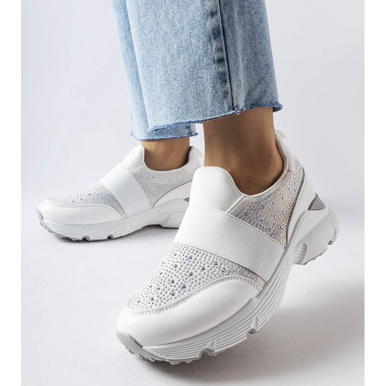 D/GMR White sneakers with rhinestones from Algiso 1