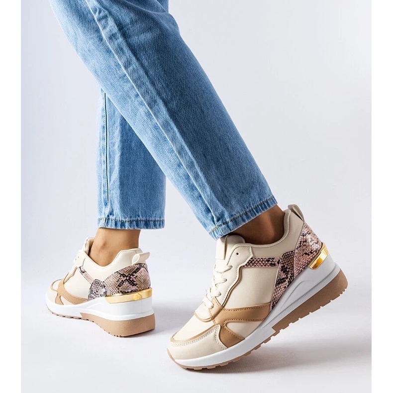 D/GMR Beige wedge sneakers from Leopoldo 1