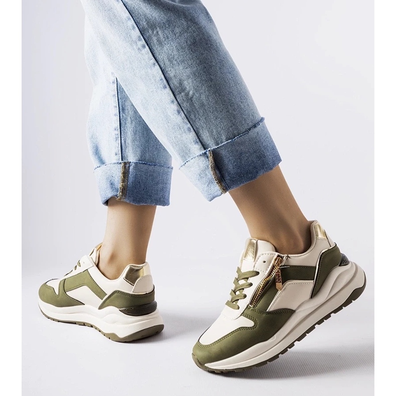 D/GMR White and green Cecchi sneakers 2