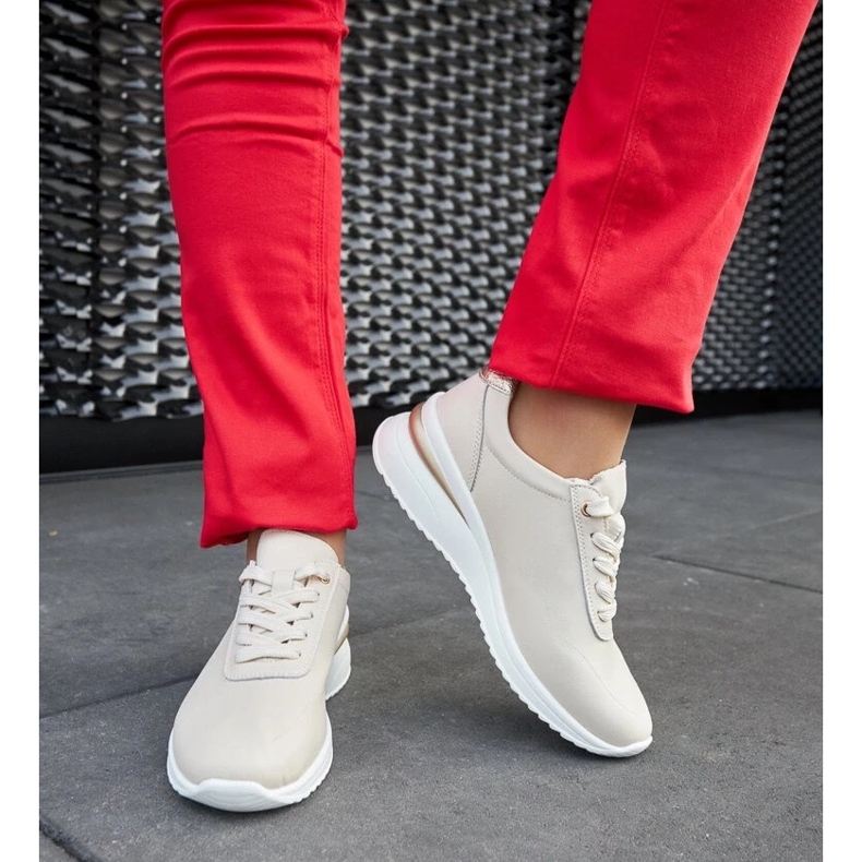 D/GMR Beige leather wedge sneakers by Federico 2 D/GMR Beige leather wedge sneakers by Federico 2