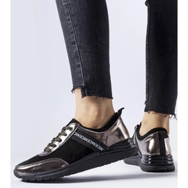 D/GMR Black and gray leather sneakers by Castelfidardo 2