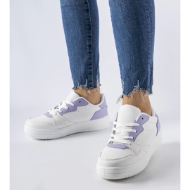 D/GMR White sneakers with purple Fournie accents 1