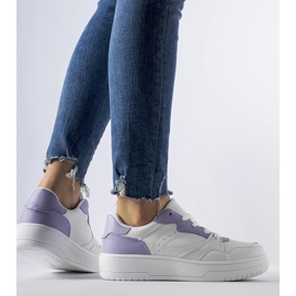 D/GMR White sneakers with purple Fournie accents 2