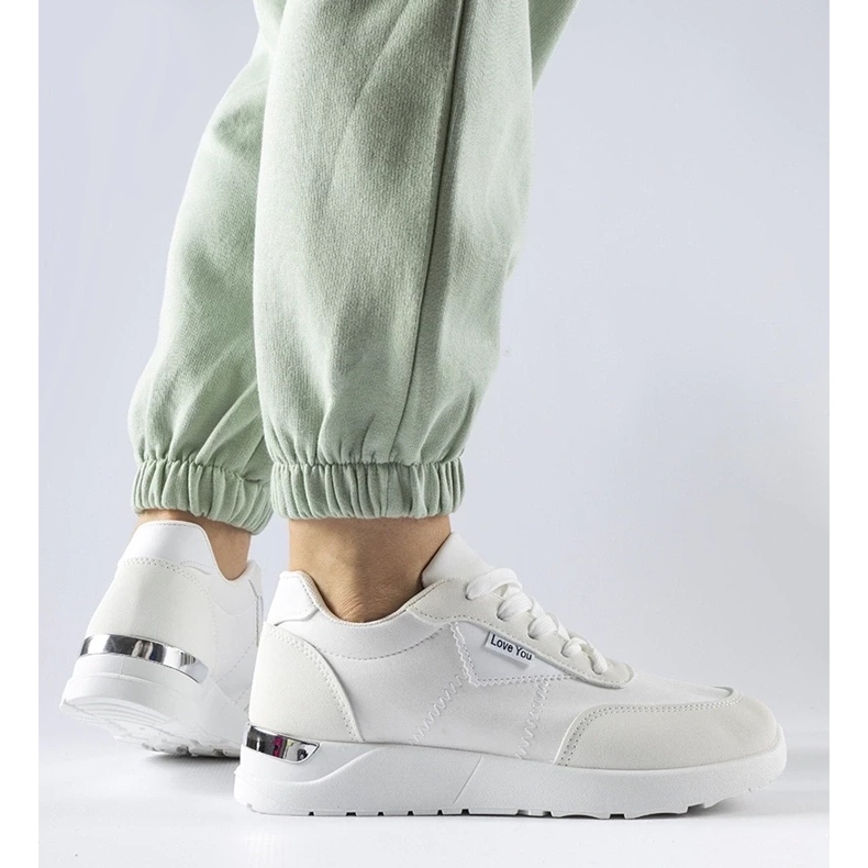 D/GMR White fabric sneakers by Geraldino 1