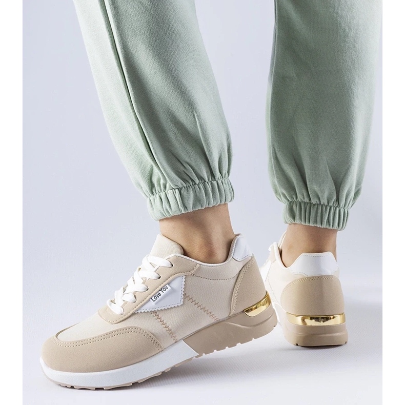 D/GMR Beige fabric sneakers by Geraldino 1