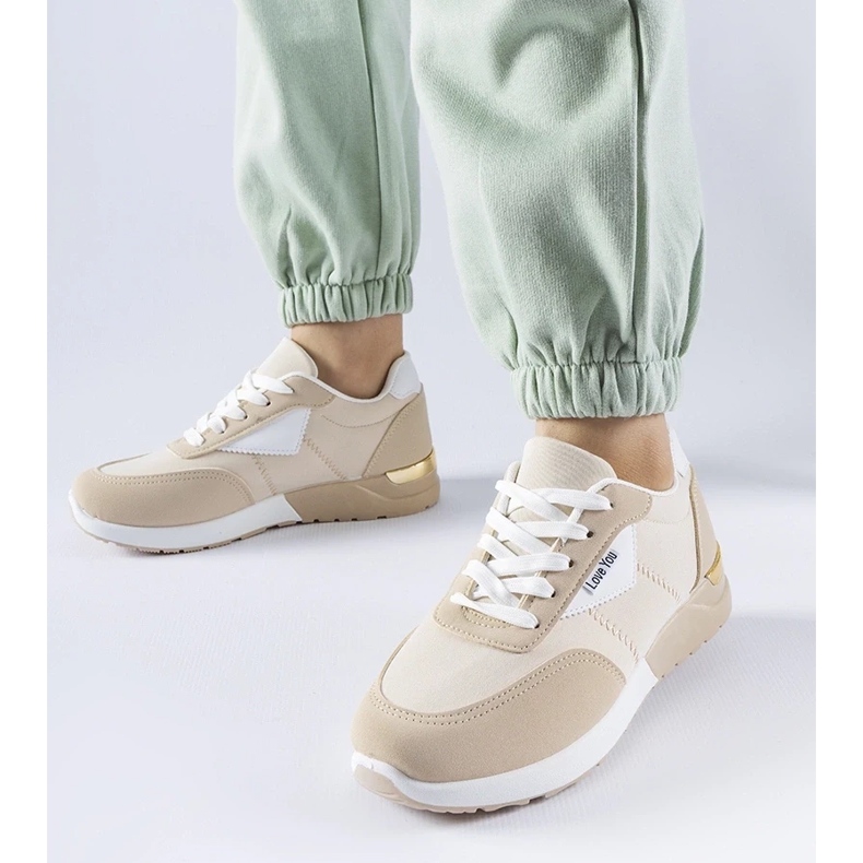 D/GMR Beige fabric sneakers by Geraldino 2