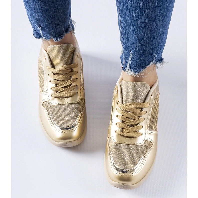D/GMR Beige and gold sneakers with decorative thread from Facondo 2