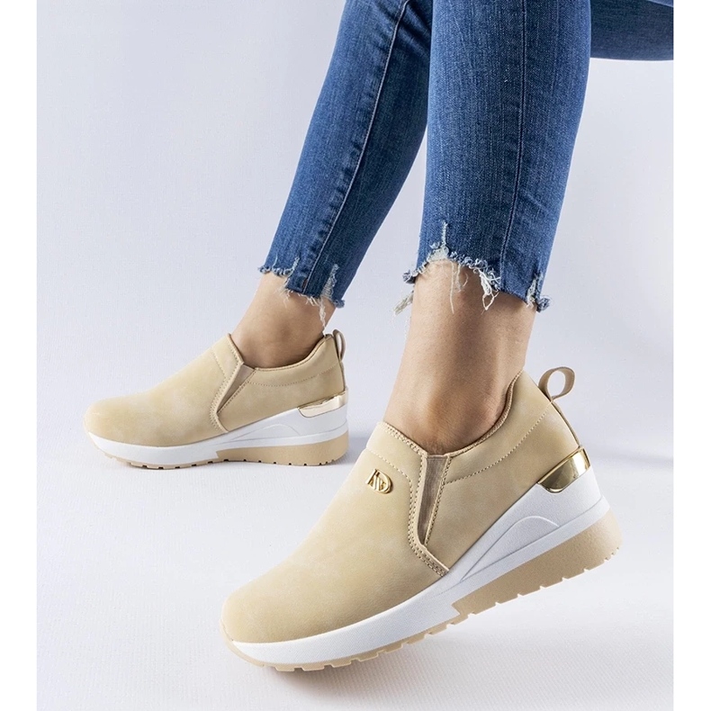 D/GMR Beige Vitale wedge slip-on sneakers 1