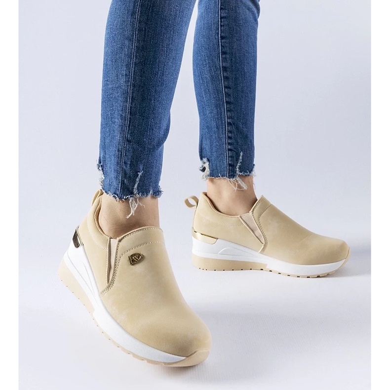 D/GMR Beige Vitale wedge slip-on sneakers 2