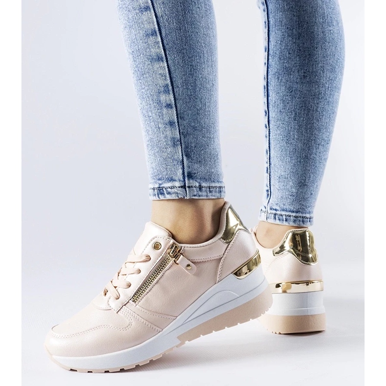 D/GMR Beige sneakers decorated with a Marietta zipper 1