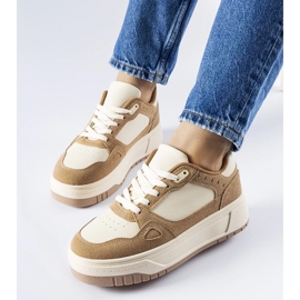 D/GMR Beige and white Pomona platform sneakers 1