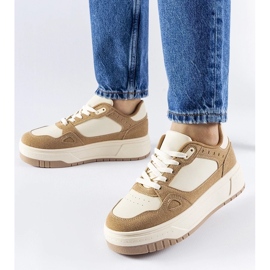 D/GMR Beige and white Pomona platform sneakers 2