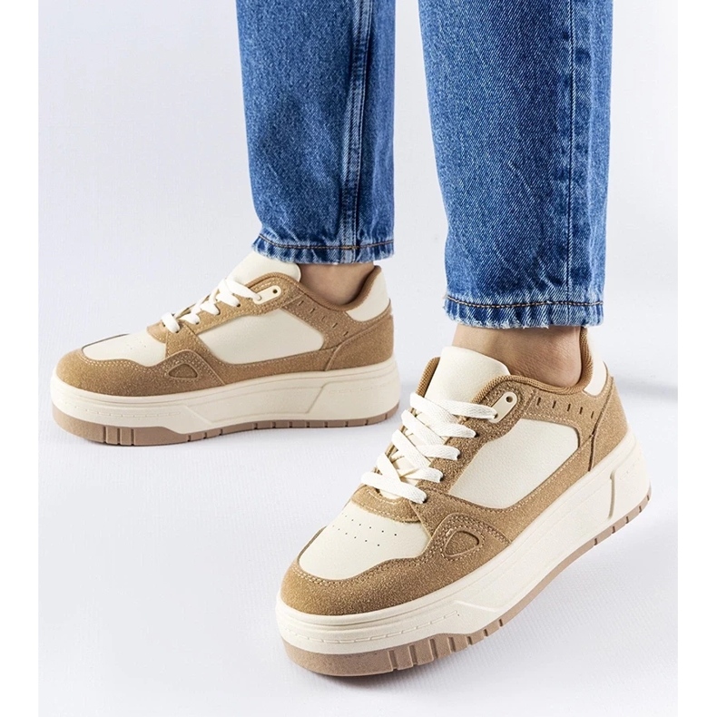 D/GMR Beige and white Pomona platform sneakers 2