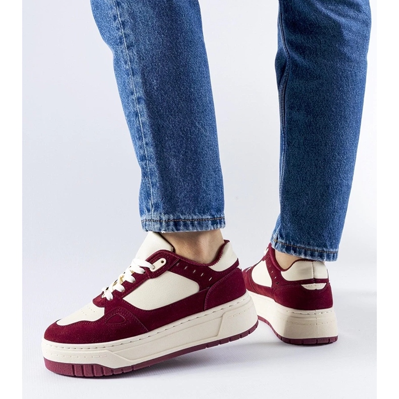 D/GMR Burgundy and white Pomona platform sneakers red 2