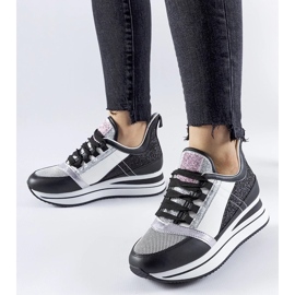 D/GMR Black glitter sneakers on the Marce platform 1