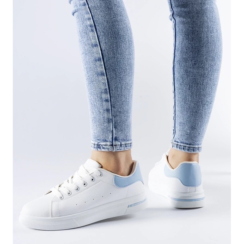 D/GMR White and blue Leland sneakers 1