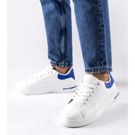 D/GMR White and navy blue Leland sneakers 2