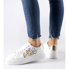 D/GMR White and gold sneakers on the Montclair platform 1