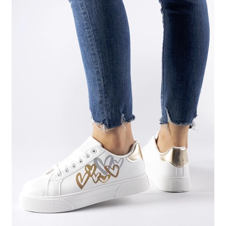 D/GMR White and gold sneakers on the Montclair platform 1