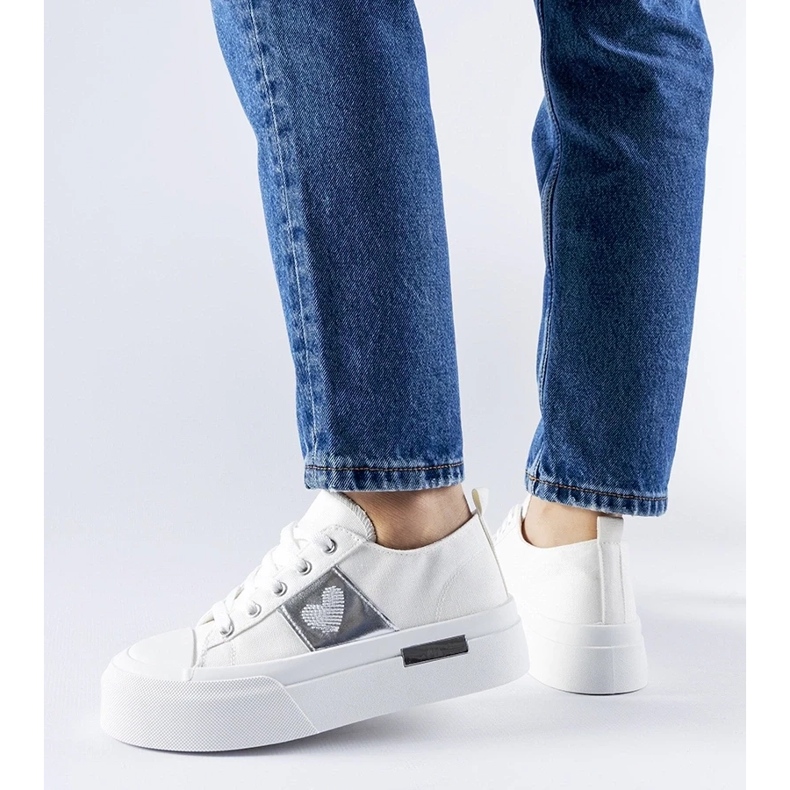 D/GMR White and silver Lawton platform sneakers 1