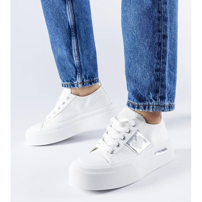 D/GMR White and silver Lawton platform sneakers 2