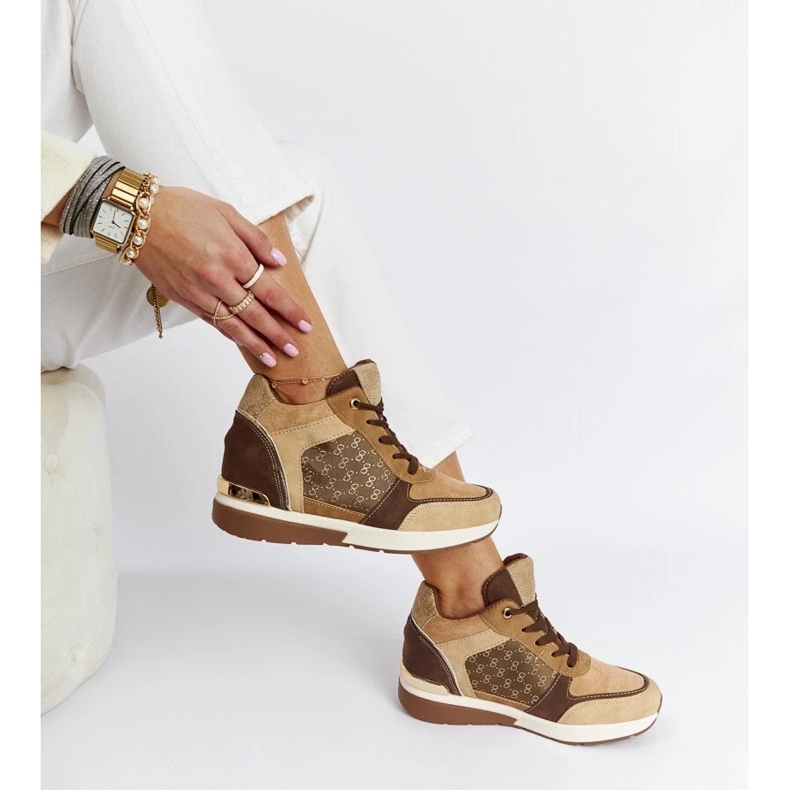 D/GMR Chestnut brown wedge sneakers 1