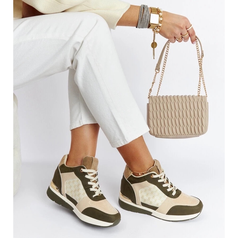 D/GMR Green Chestnut wedge sneakers 1