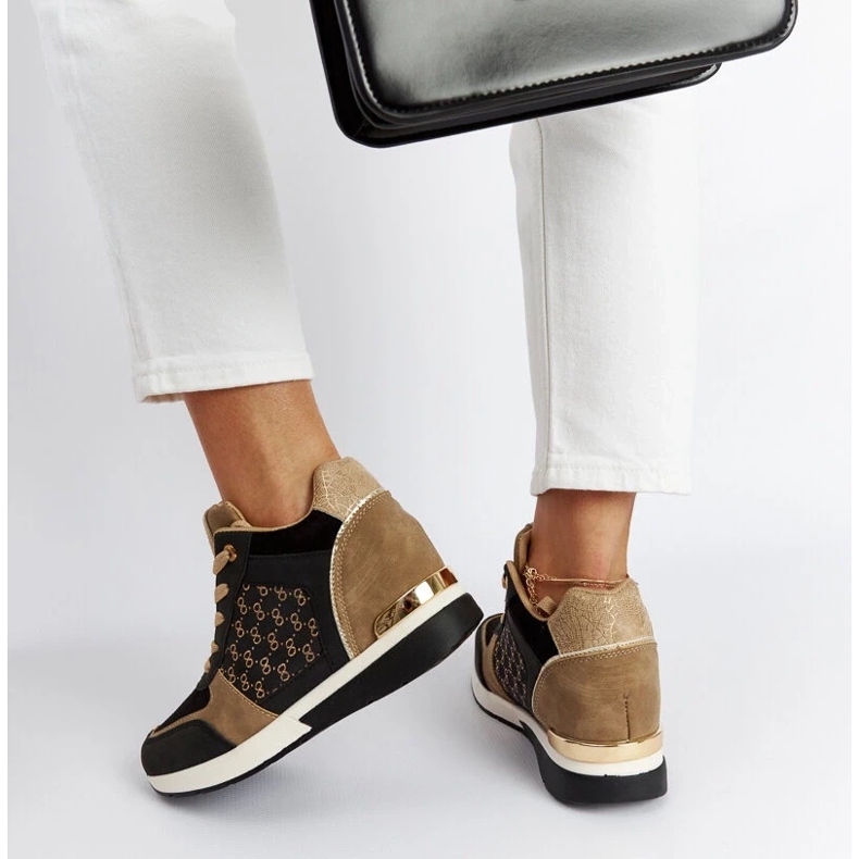 D/GMR Black Chestnut wedge sneakers 2