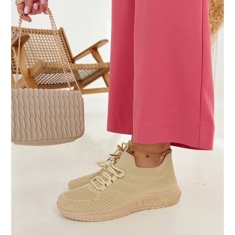 D/GMR Beige fabric sneakers by Ornella 2