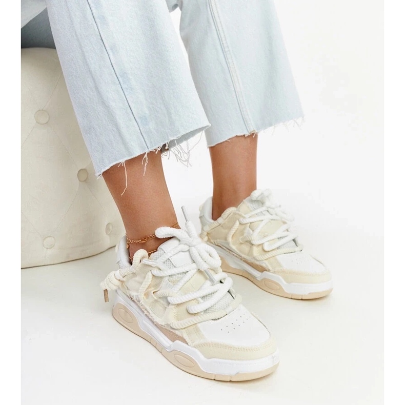 D/GMR Beige sneakers with Melilot fabric inserts 1