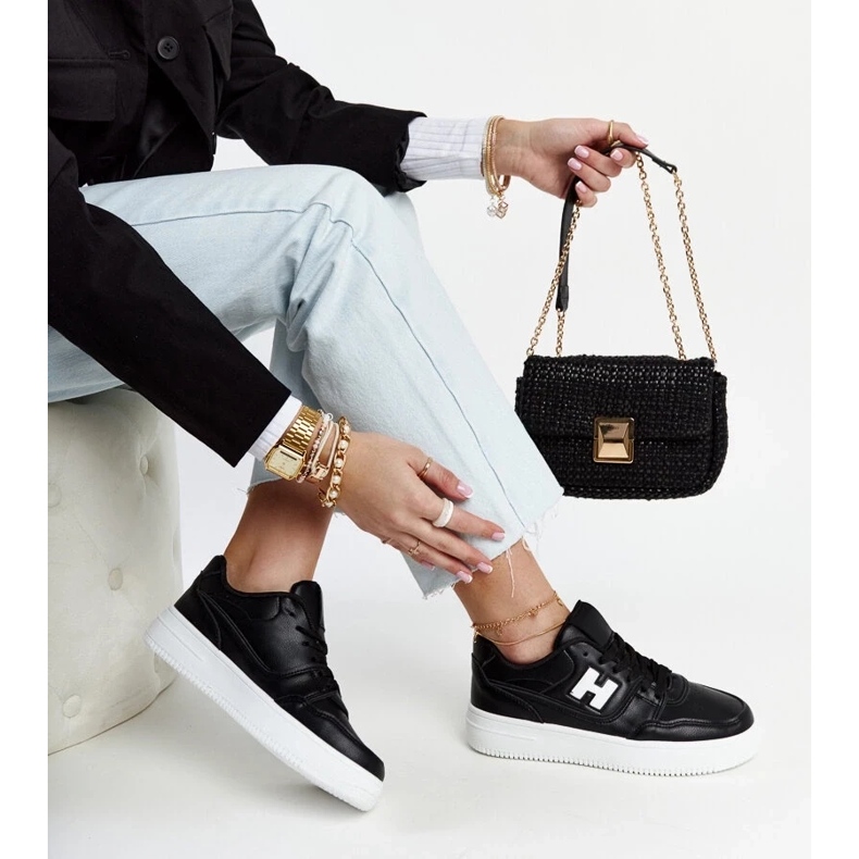 D/GMR Black sneakers on a white Mentha platform 1