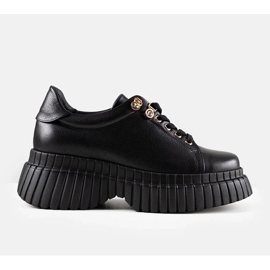 D/GMR Black leather sneakers on the Karino platform 1