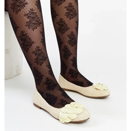 D/GMR Yellow ballet flats with a decorative Mateja flower 1