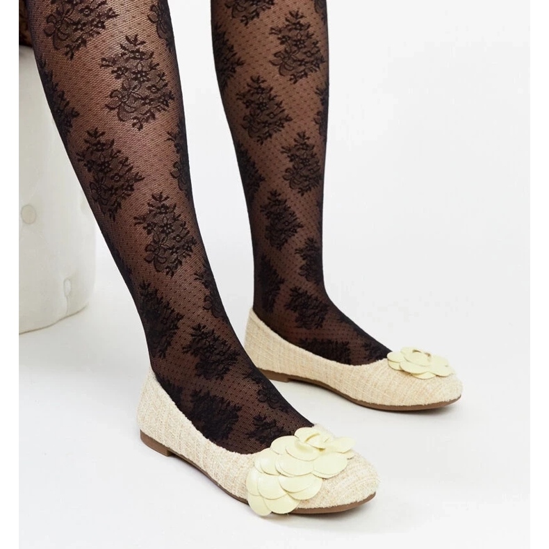 D/GMR Yellow ballet flats with a decorative Mateja flower 1