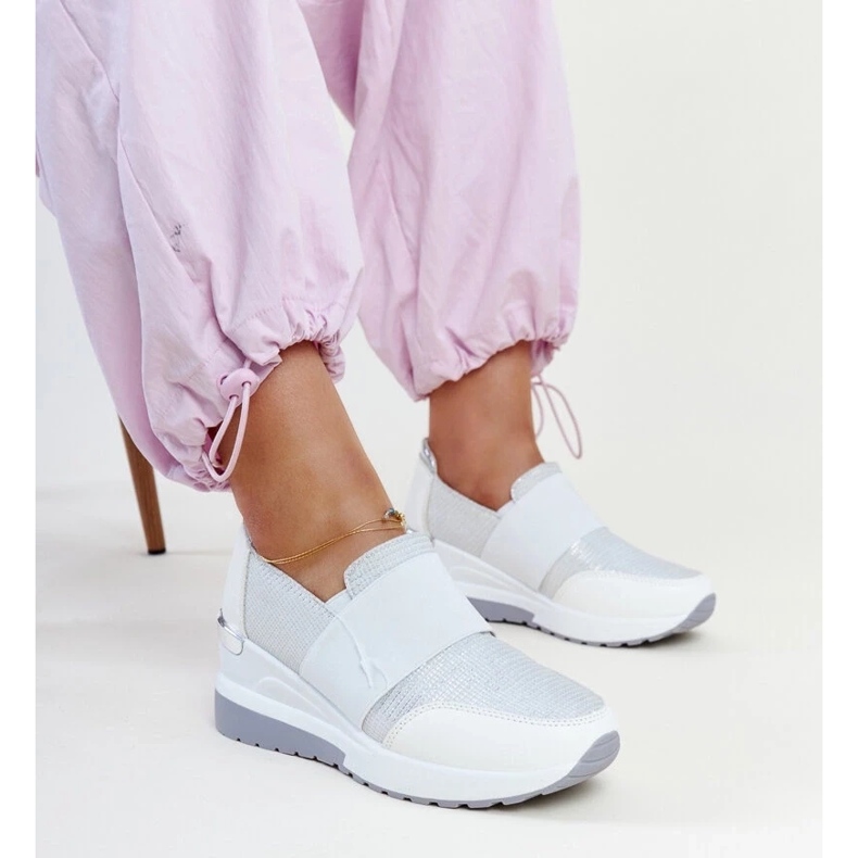 D/GMR White Kallay wedge sneakers 1