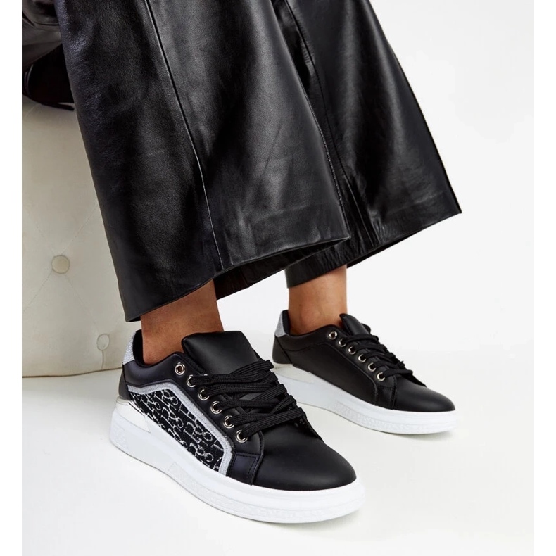 D/GMR Black platform sneakers with Fekete glitter 1