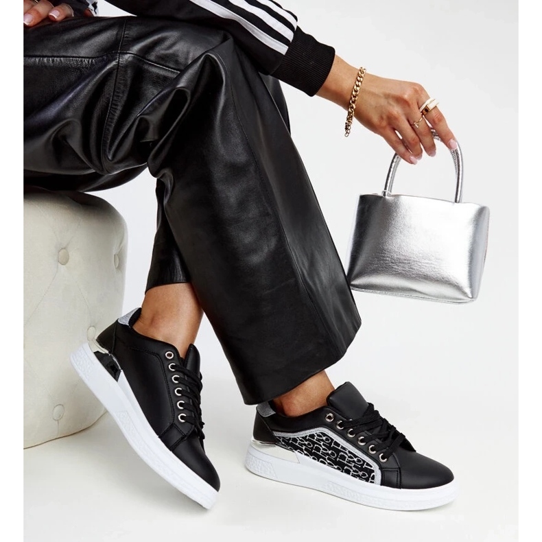 D/GMR Black platform sneakers with Fekete glitter 2