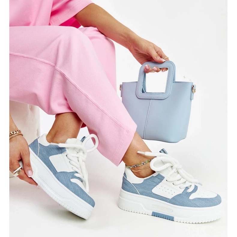 D/GMR White and blue sneakers on the Szekeres platform 2