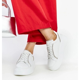 D/GMR Karino white leather sneakers with rhinestones 2