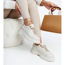 D/GMR Light beige leather sneakers by Karino 2