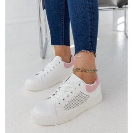 D/GMR White and pink openwork semhar sneakers 2