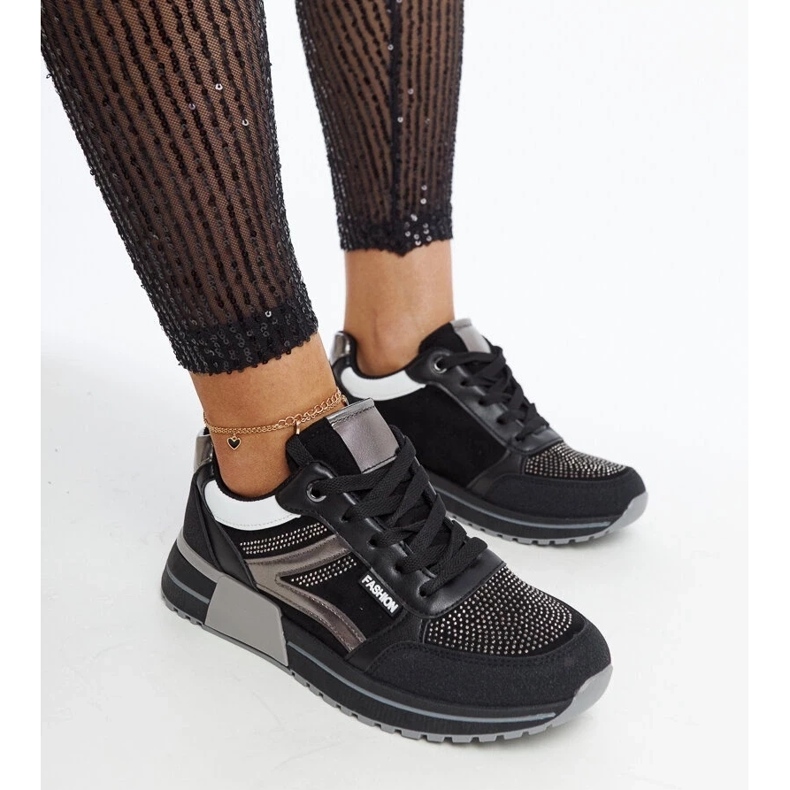 D/GMR Black platform sneakers with Mauli rhinestones 2