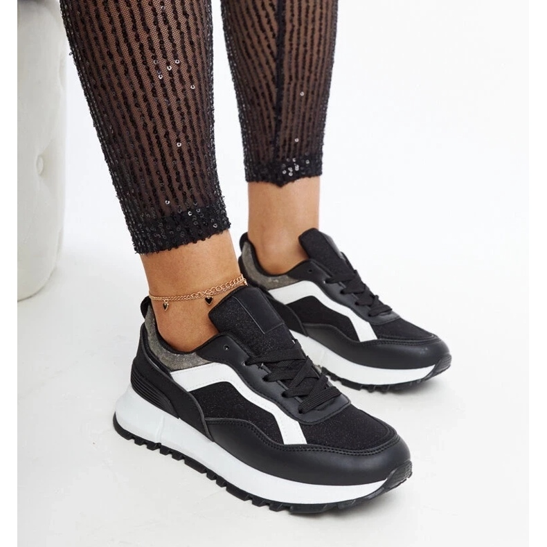 D/GMR Black platform sneakers with Evelia glitter 1