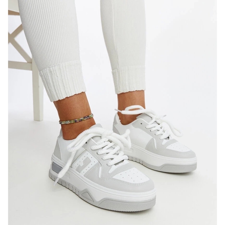 D/GMR White and gray Galit sneakers with a thick sole 1